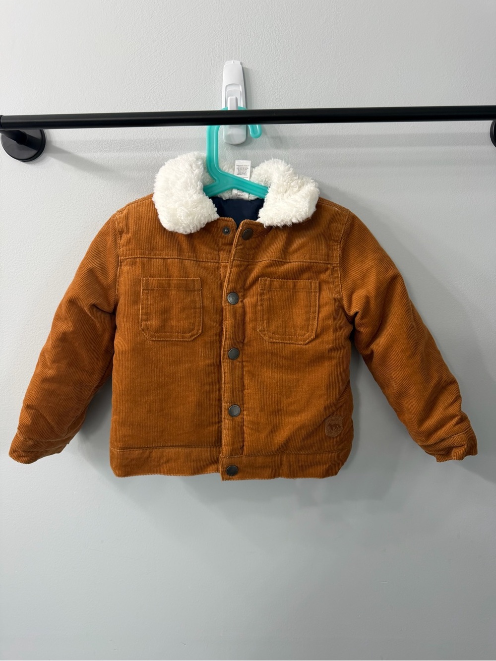 Little Me Kid Faux-Sherpa Collar Tan Corduroy Puffer Jacket 2T